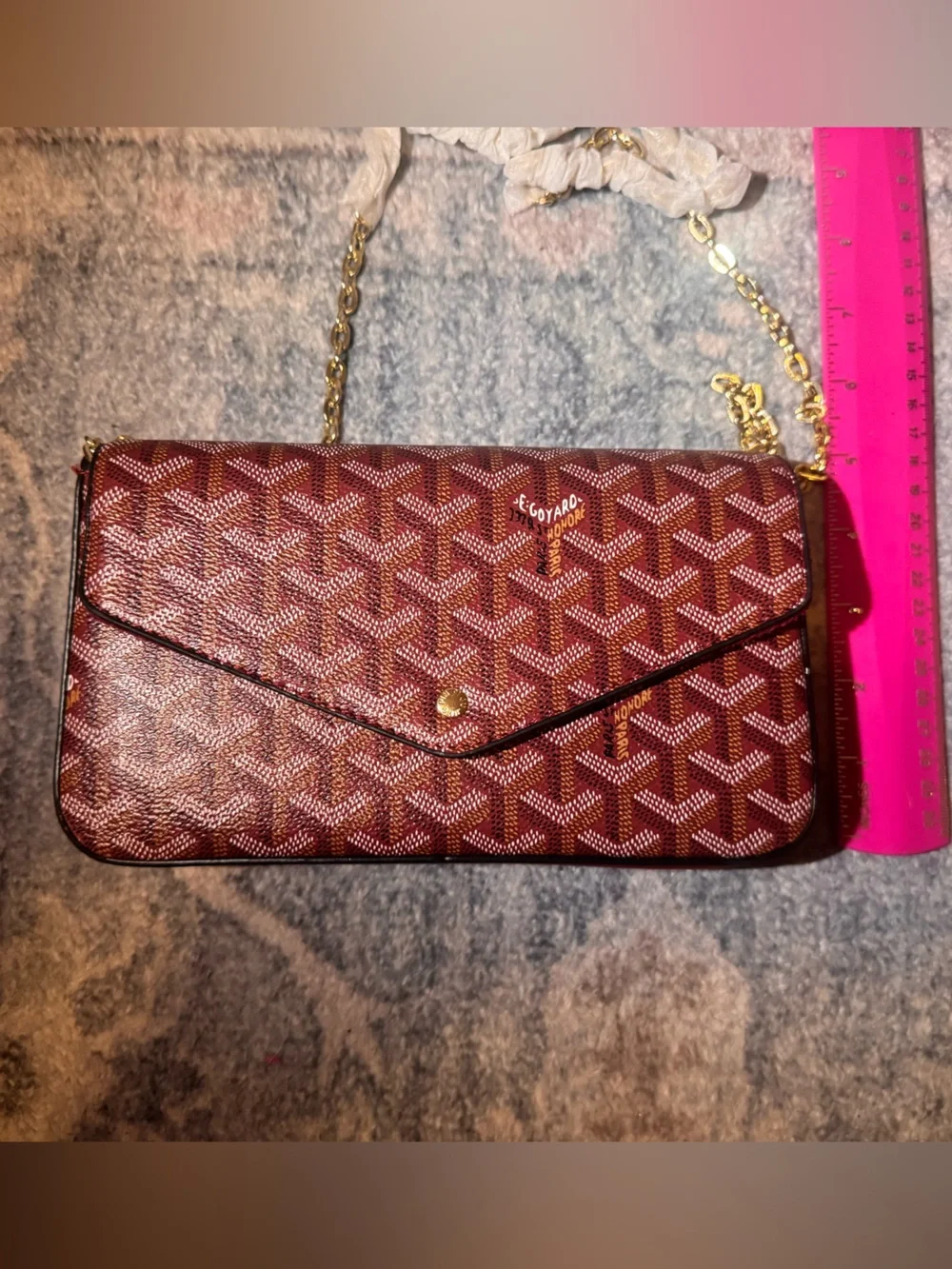 INSPIRED Red Crossbody Wallet Bag with Chain - Picture 4 of 6